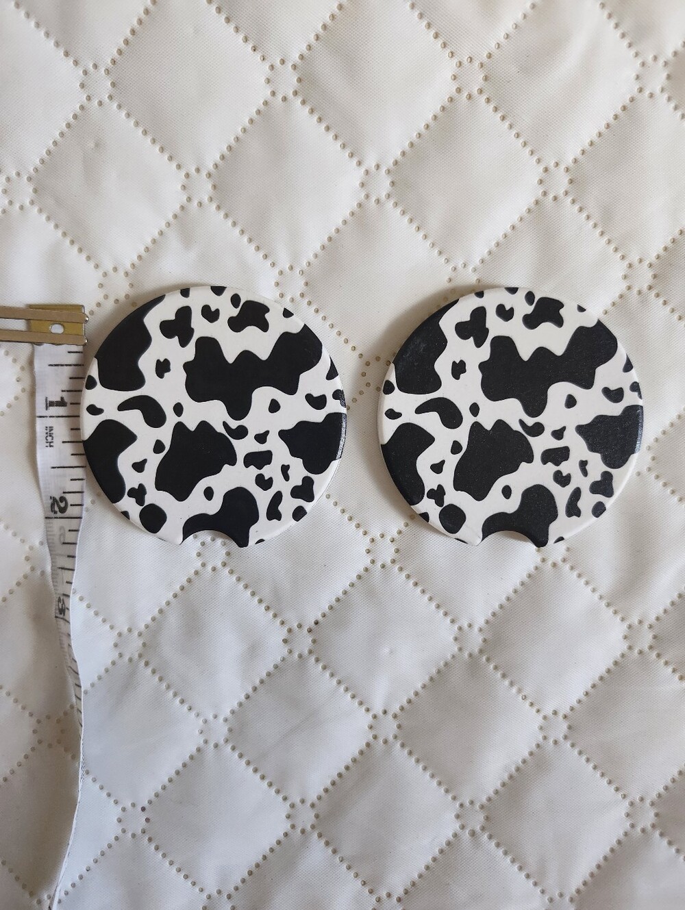 Cow Print Car Coaster Set